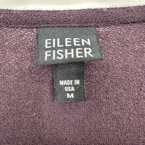 Eileen Fisher Sweater Womens Medium Purple Open Front Cardigan 100% Wool USA - Picture 6 of 10
